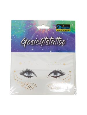 Gesichtstattoo Sommersprossen Sterne Metallic gold