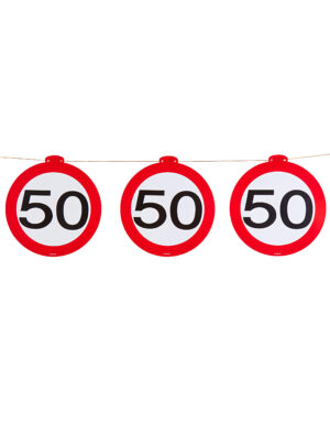 Girlande Verkehrsschild 50 Farbe: rot/weiß