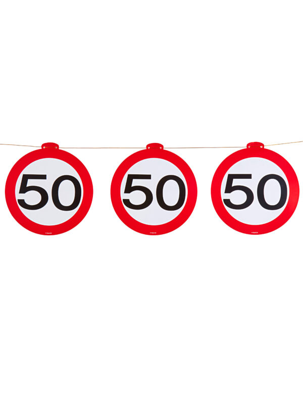 Girlande Verkehrsschild 50 Farbe: rot/weiß