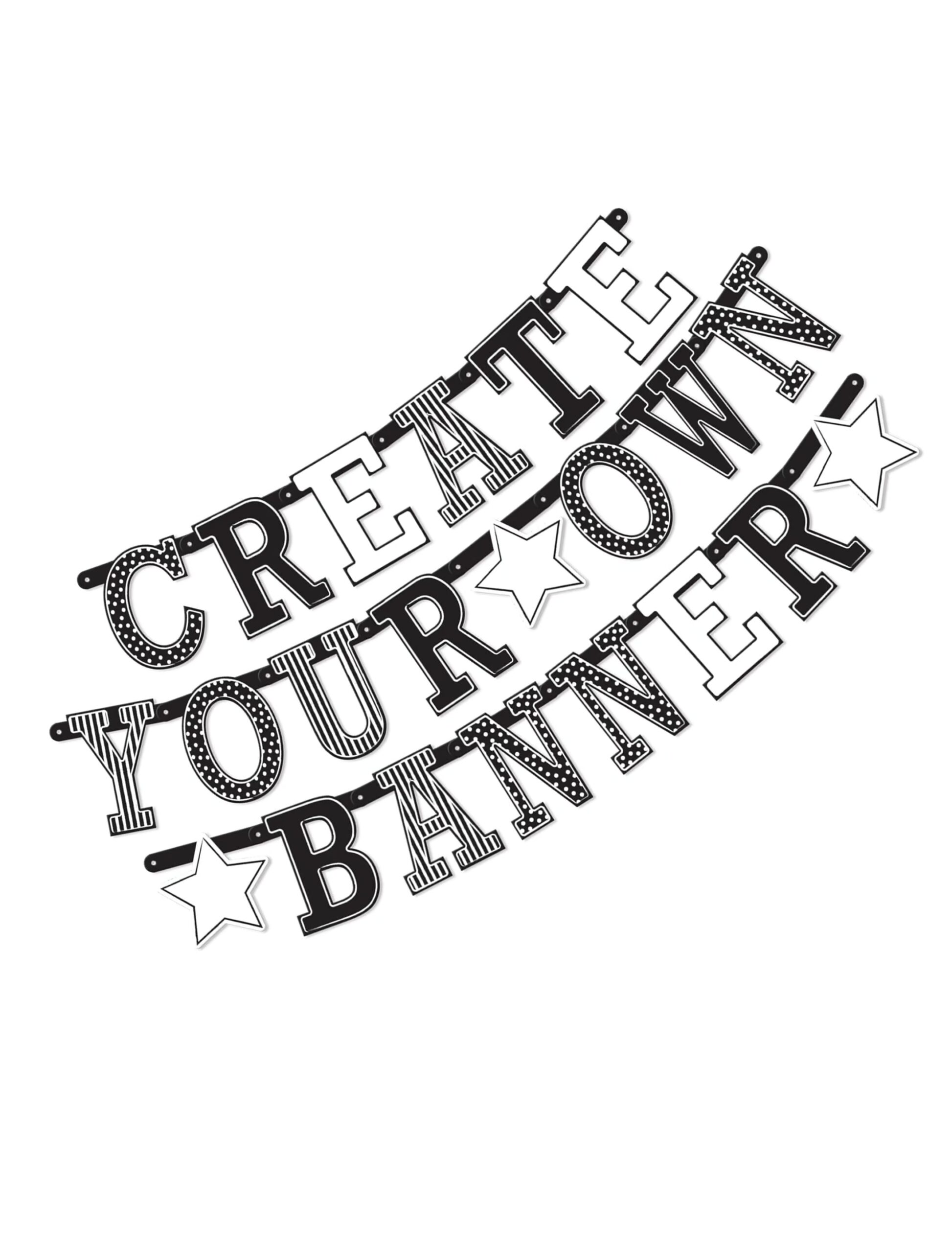 Girlande personalisierbar schwarz/weiß 84-tlg. 1 Girlande personalisierbar schwarz/weiß 84-tlg.