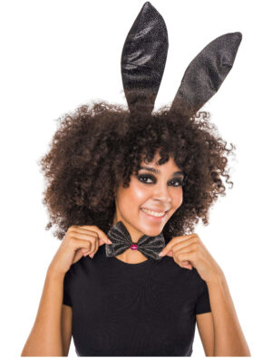 Hase schwarz mit Glitzer Set