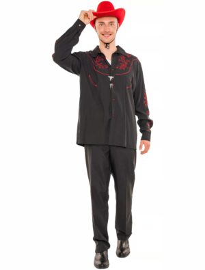 Hemd Cowboy mit Stickerei Herren schwarz S