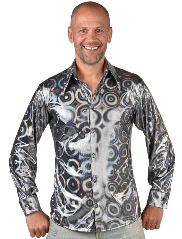 Hemd Hologram Kreise Herren silber M