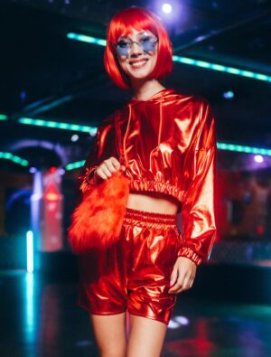 Hot Pants metallic Damen rot S/M