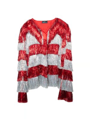 Jacke Lametta fein Damen rot/silber XXS/XS