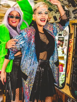 Jacke Pailletten Herren bunt M Farbe: bunt