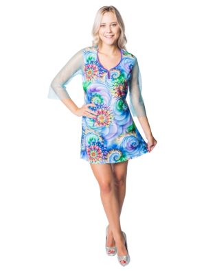 Kleid 70er Damen blau S