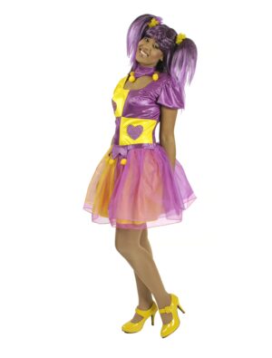 Kleid Harlekin 4-tlg. Damen lila 36/38