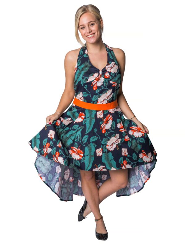Kleid Hawaii mit Hibiskusblüten Damen grün M