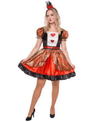 Kleid Herzdame schwarz/weiß/rot S/M
