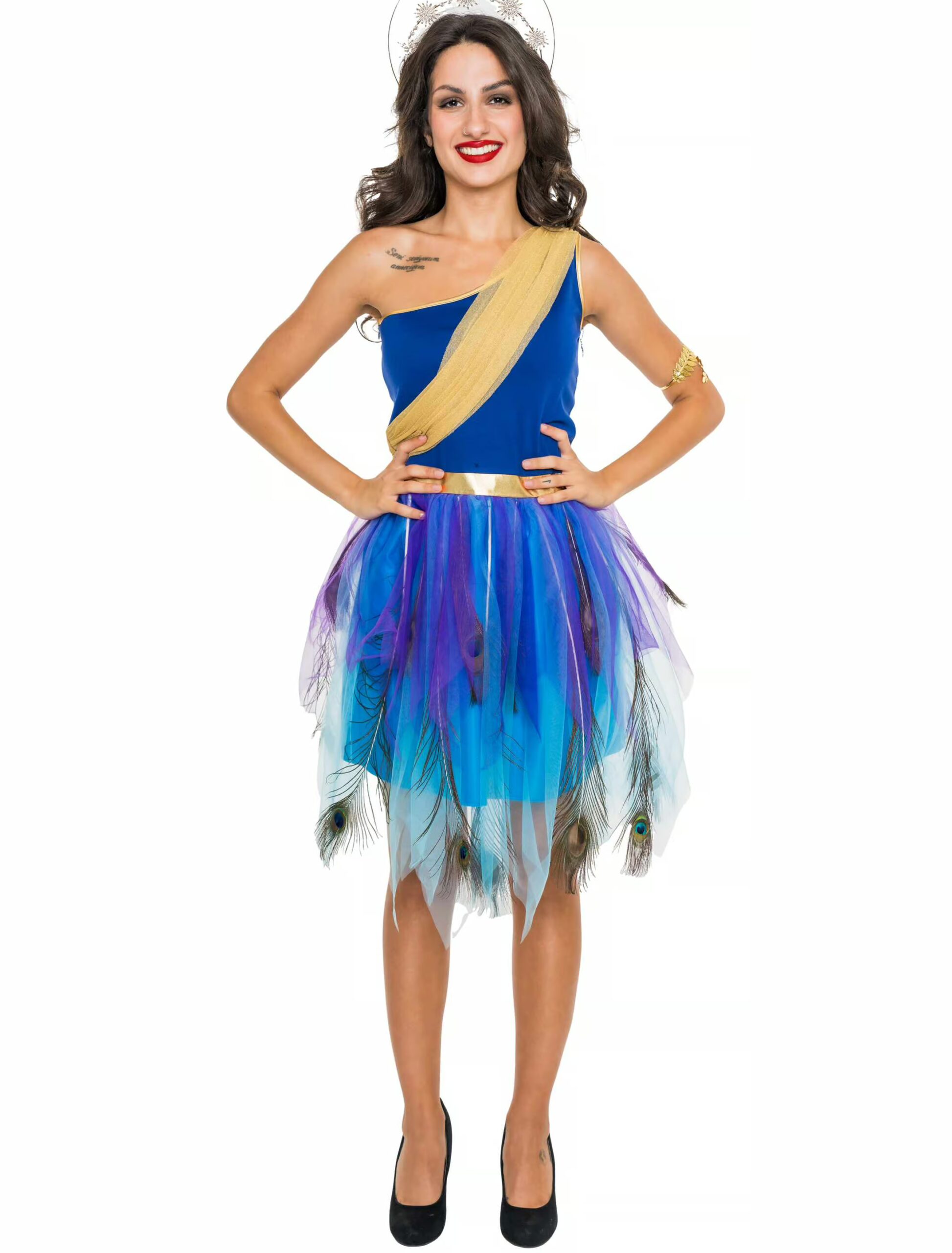 Kleid Pfau Damen blau/grün 2XL 1 Kleid Pfau Damen blau/grün S