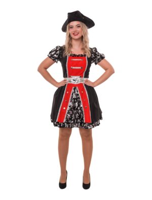 Kleid Piratin 2-tlg. schwarz/rot S/M