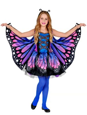 Kleid Schmetterling 3-tlg. Kinder blau/lila