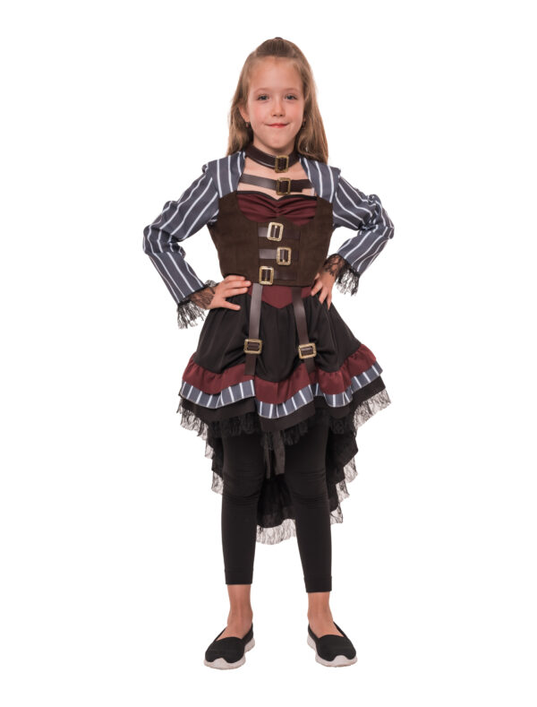 Kleid Steampunk Kinder schwarz/rot 4-6 Jahre