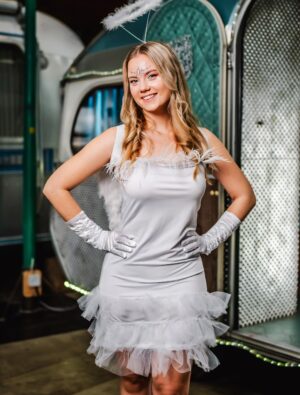 Kleid trägerlos Engel Damen weiß S/M