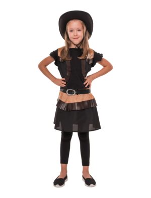 Kostüm Cowgirl 3-tlg. Kinder schwarz/braun 4-6 Jahre