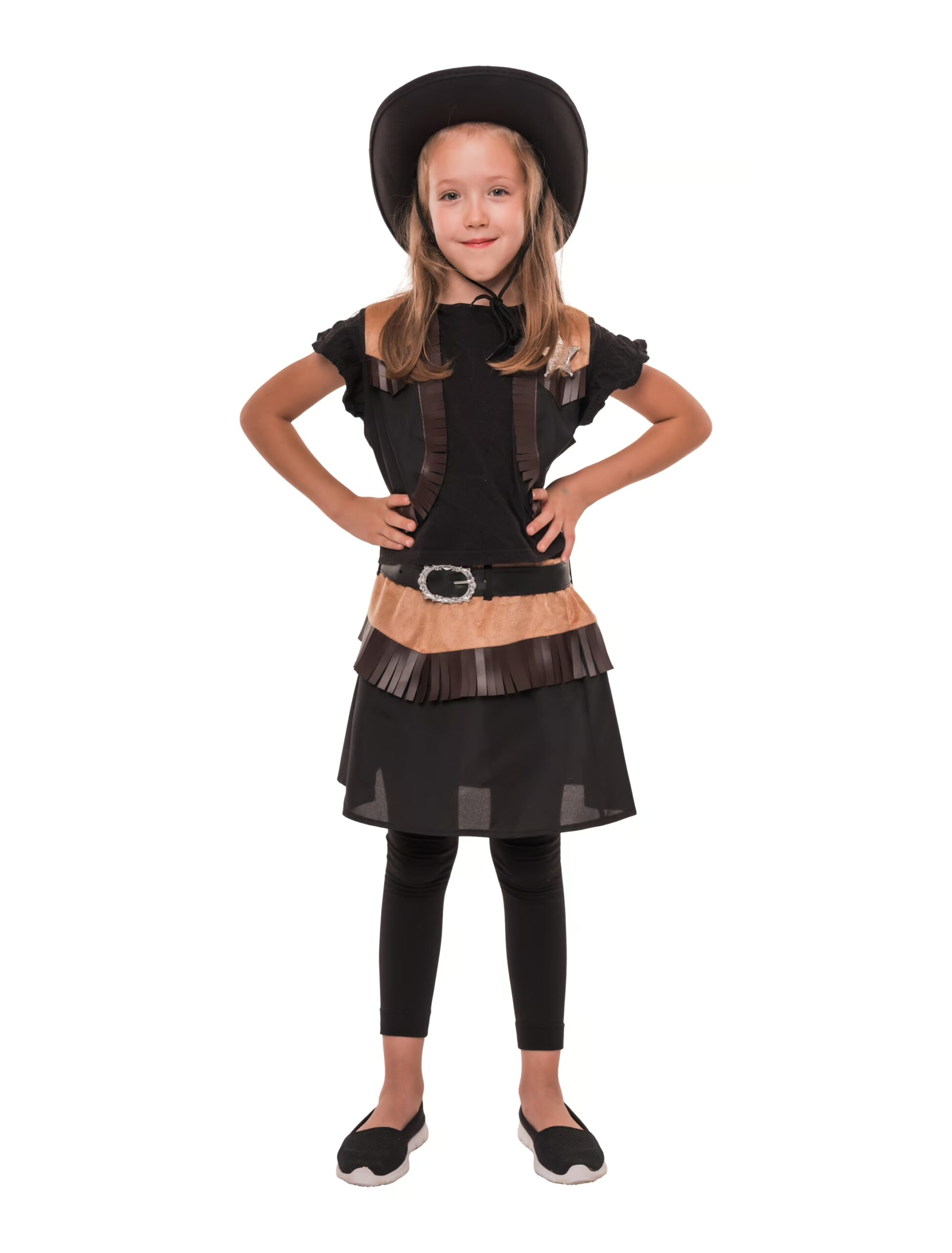 Kostüm Cowgirl 3-tlg. Kinder schwarz/braun 8-10 Jahre 1 Kostüm Cowgirl 3-tlg. Kinder schwarz/braun 4-6 Jahre