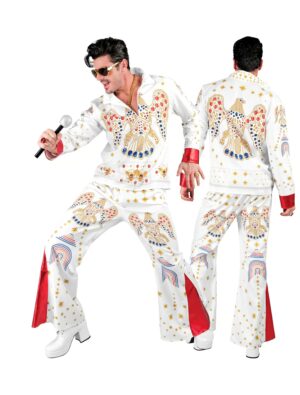 Kostüm Discoking 2-tlg. Herren weiß/rot XL