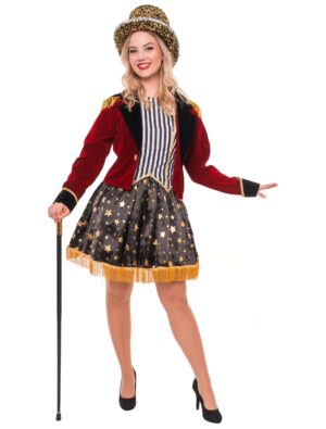 Kostüm Dompteurin 2-tlg. schwarz/weiß/rot S/M