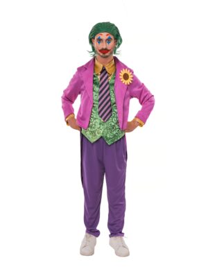 Kostüm Schurke 3-tlg. lila/grün S/M