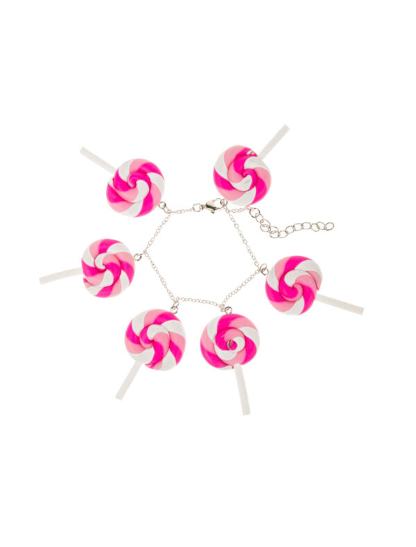 Kostümzubehör Armband Candy Lolli pink/weiß