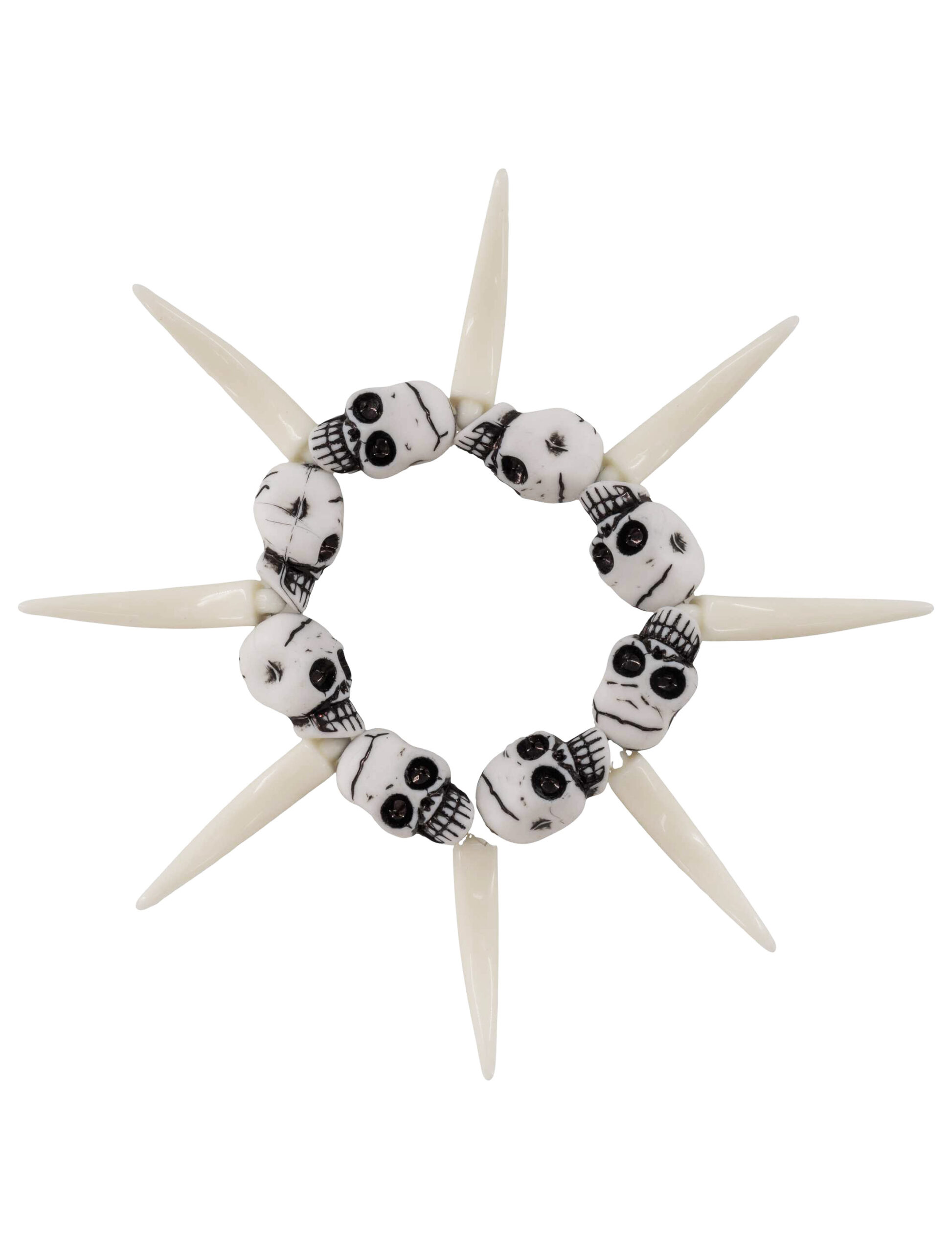 Kostümzubehör Armband mit Zähnen und Schädeln weiß 1 Kostümzubehör Armband mit Zähnen und Schädeln weiß