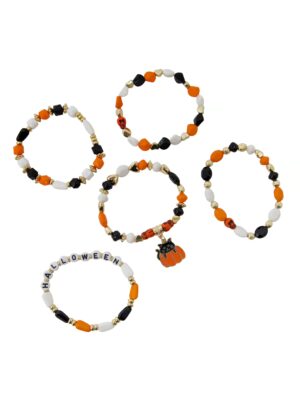 Kostümzubehör Armbandset Perlen Halloween orange/schwarz