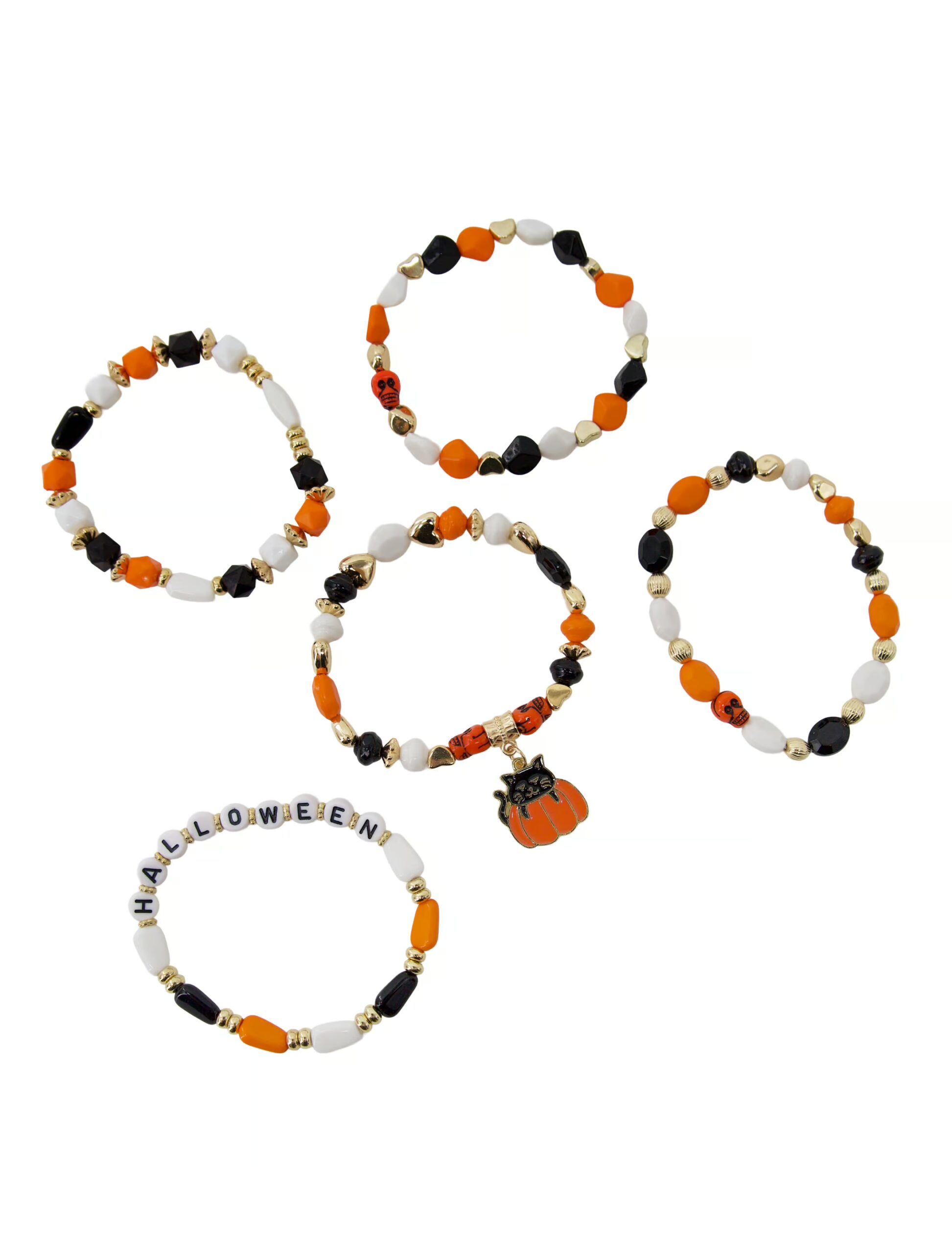 Kostümzubehör Armbandset Perlen Halloween orange/schwarz 1 Kostümzubehör Armbandset Perlen Halloween orange/schwarz