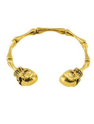 Kostümzubehör Armreif Knochen und Totenköpfe gold