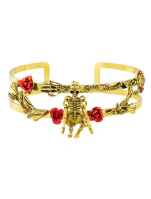 Kostümzubehör Armreif Skelett mit Blumen gold