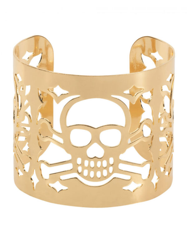 Kostümzubehör Armreif Totenkopf gold