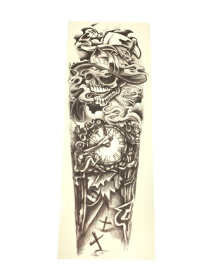 Kostümzubehör Armtattoo Schädel schwarz/weiß