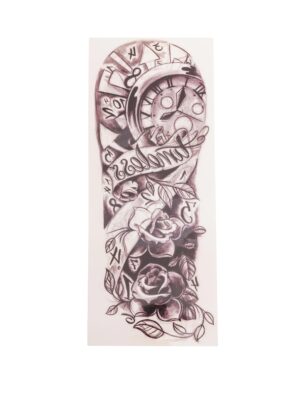 Kostümzubehör Armtattoo Uhr mit Rosen schwarz/weiß