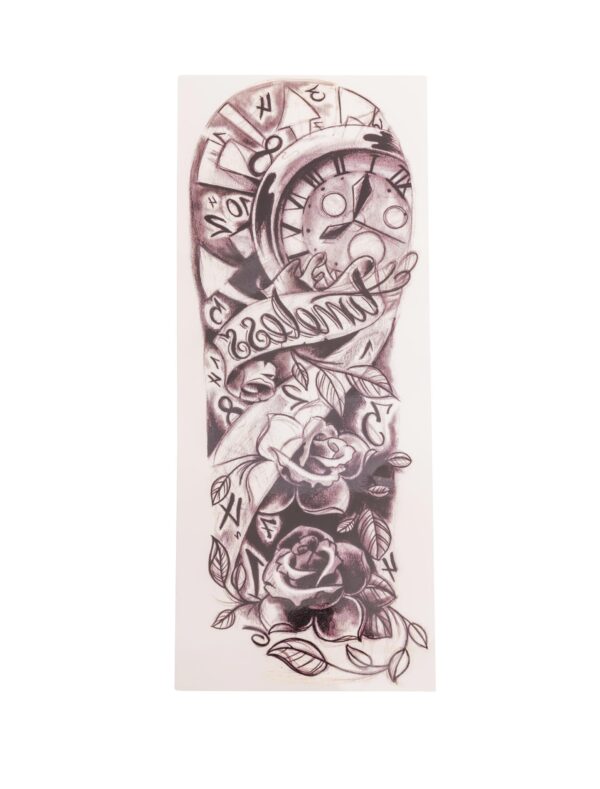 Kostümzubehör Armtattoo Uhr mit Rosen schwarz/weiß