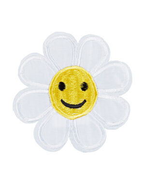 Kostümzubehör Aufnäher Blume weiß/gelb 2 Stk.