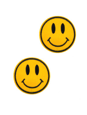 Kostümzubehör Aufnäher Grinsebacke/Smiley 2 Stk. Farbe: gelb