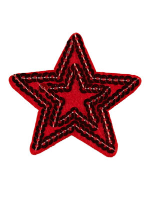Kostümzubehör Aufnäher Stern mit Pailletten rot 2-tlg.