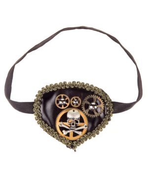Kostümzubehör Augenklappe Steampunk mit Totenkopf gold