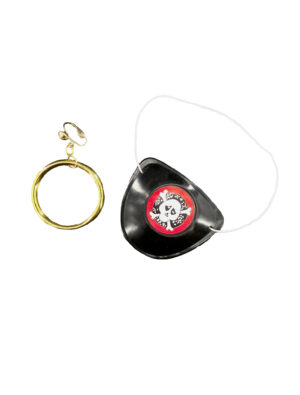 Kostümzubehör Augenklappe Totenkopf mit Ohrring Farbe: schwarz