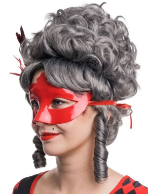 Kostümzubehör Augenmaske metallic mit Federn rot