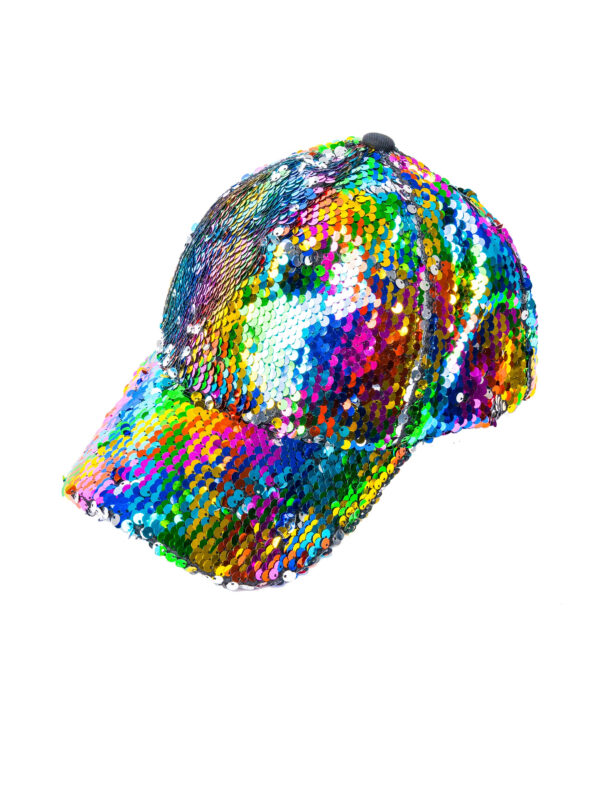 Kostümzubehör Baseball Cap Wendepailletten bunt Farbe: rainbow