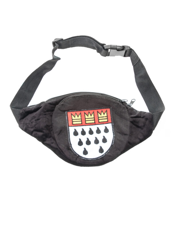 Kostümzubehör Bauchtasche Köln Wappen Plüsch oval schwarz