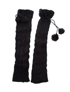 Kostümzubehör Beinstulpen mit Pompons schwarz