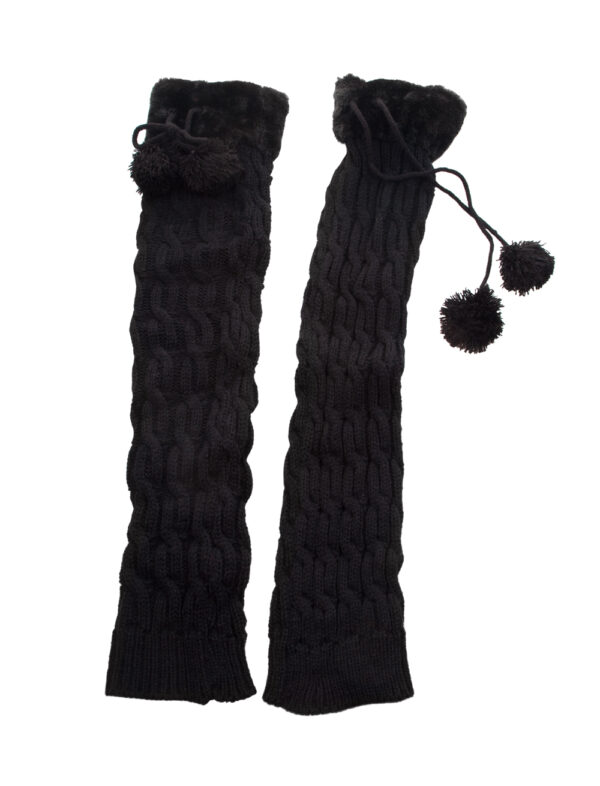 Kostümzubehör Beinstulpen mit Pompons schwarz