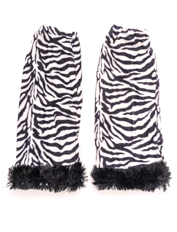 Kostümzubehör Beinwärmer Plüsch Zebra Damen schwarz/weiß