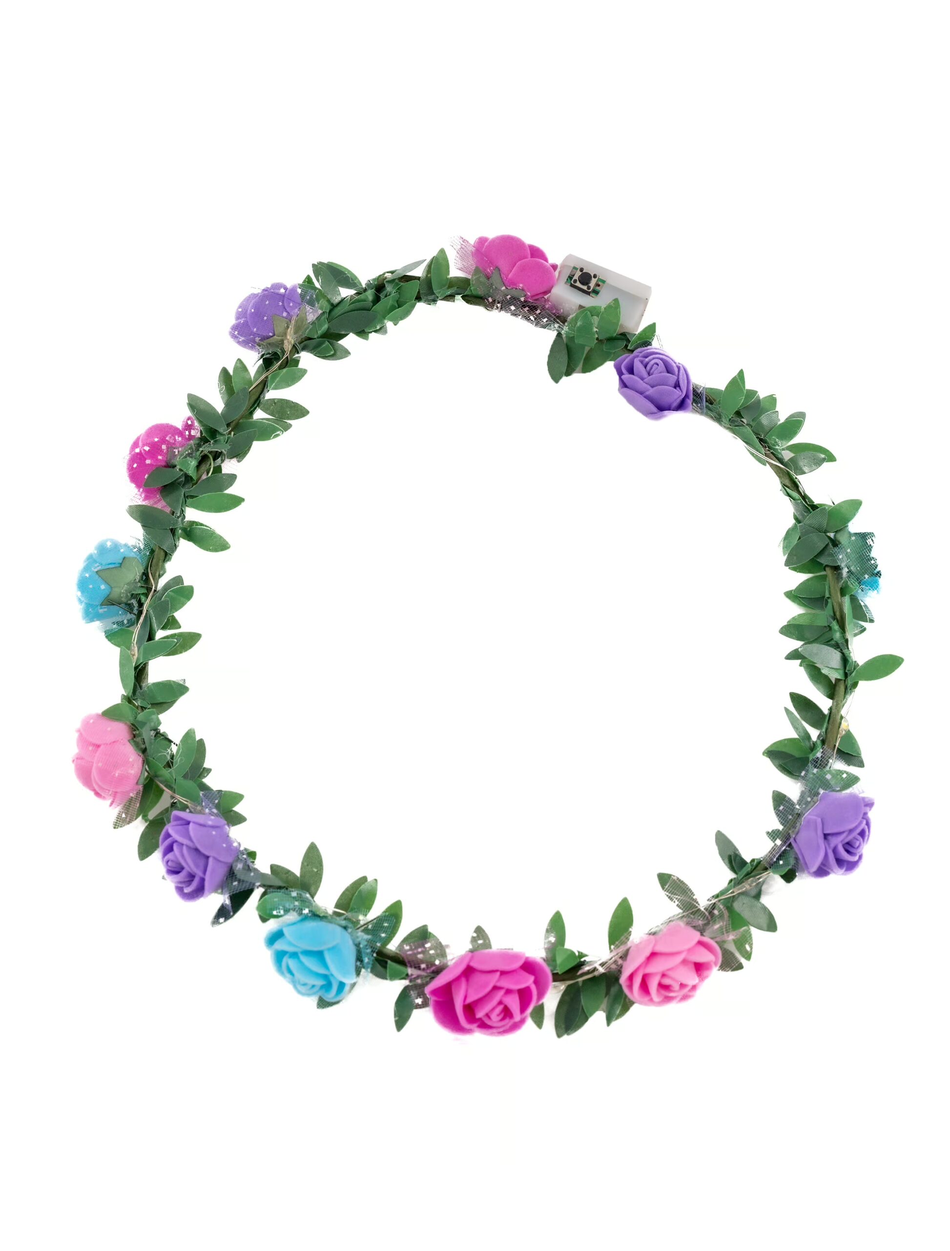 Kostümzubehör Blumenhaarkranz mit LED pink/lila 1 Kostümzubehör Blumenhaarkranz mit LED pink/lila