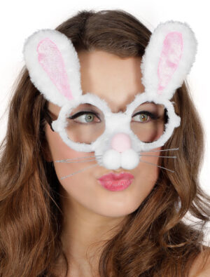 Kostümzubehör Brille Bunny weiß/rosa