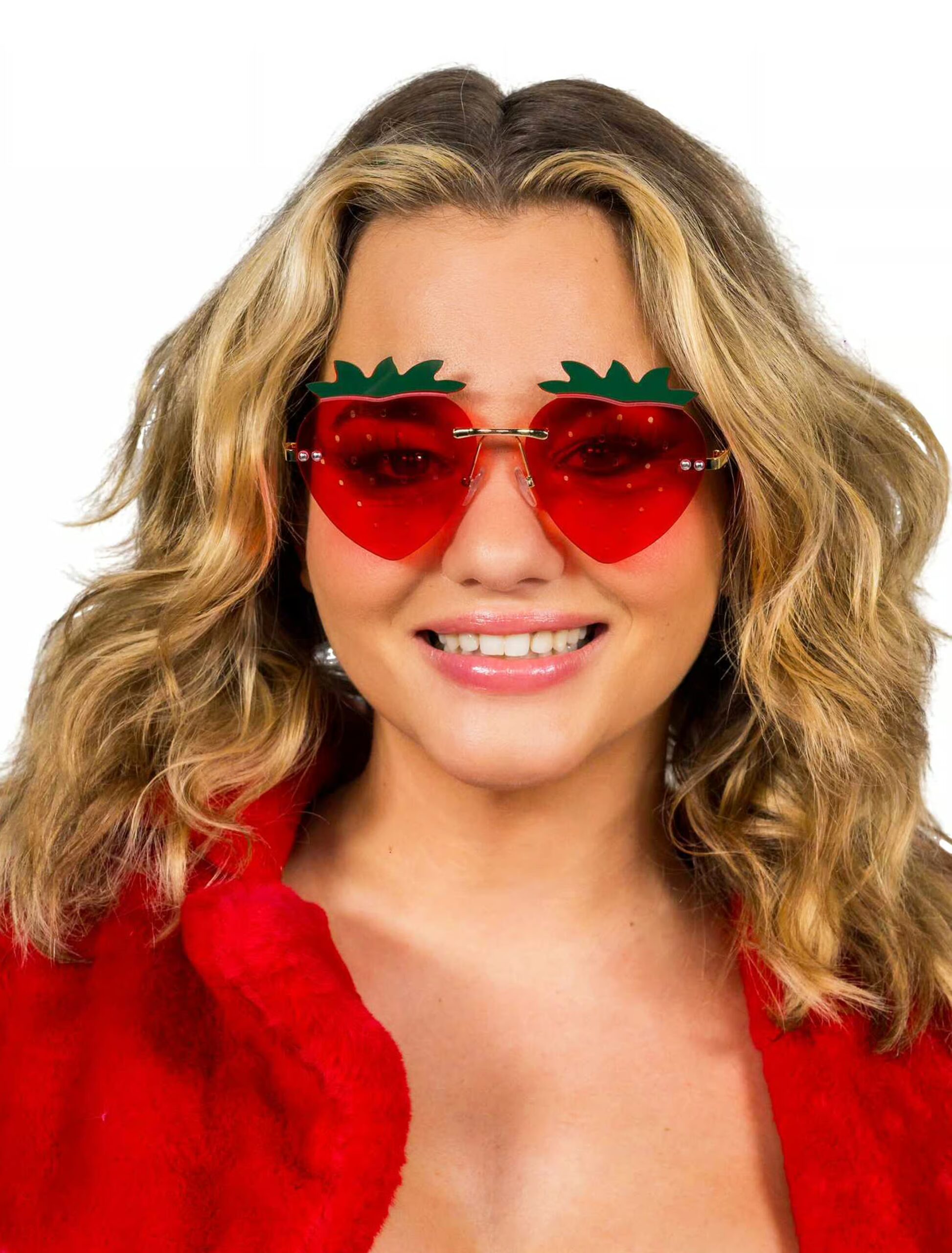 Kostümzubehör Brille Erdbeere rot/grün 1 Kostümzubehör Brille Erdbeere rot/grün