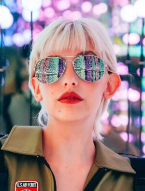 Kostümzubehör Brille Polizei verspiegelt silber