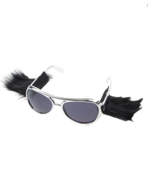 Kostümzubehör Brille Rockstar mit Koteletten silber